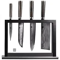 Набор ножей из дамасской стали Xiaomi Huo Hou Set of 5 Damascus Knife Sets (4 ножа + подставка) 