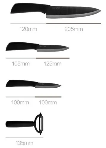 Набор керамических кухонных ножей Xiaomi Huo Hou Nano Ceramic Knife (4 ножа) фото 2