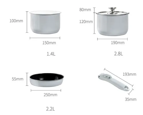 Набор посуды Xiaomi 17PIN Enamel Stainless Steel Pot Set фото 2