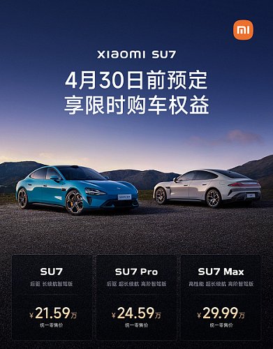 В Китае стартовали продажи электромобиля Xiaomi SU7
