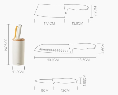Набор кухонных ножей Xiaomi Solista Titanium Rose Gold Tool Set (3 ножа + подставка) фото 10