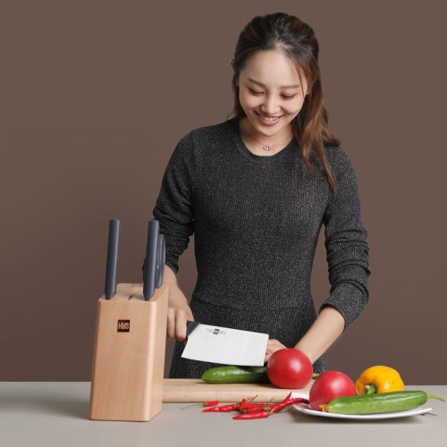 Набор ножей Xiaomi Huo Hou Fire Kitchen Steel Knife Set (6 предметов с подставкой) фото 3