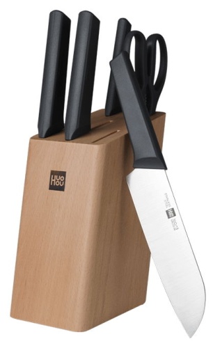 Набор ножей Xiaomi Huo Hou Fire Kitchen Steel Knife Set (6 предметов с подставкой)
